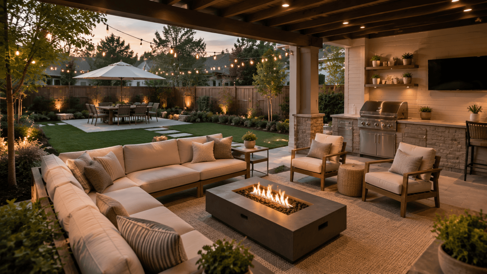 Residential outdoor living space and patio area