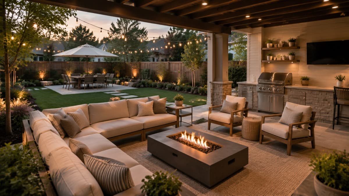 Residential outdoor living space and patio area